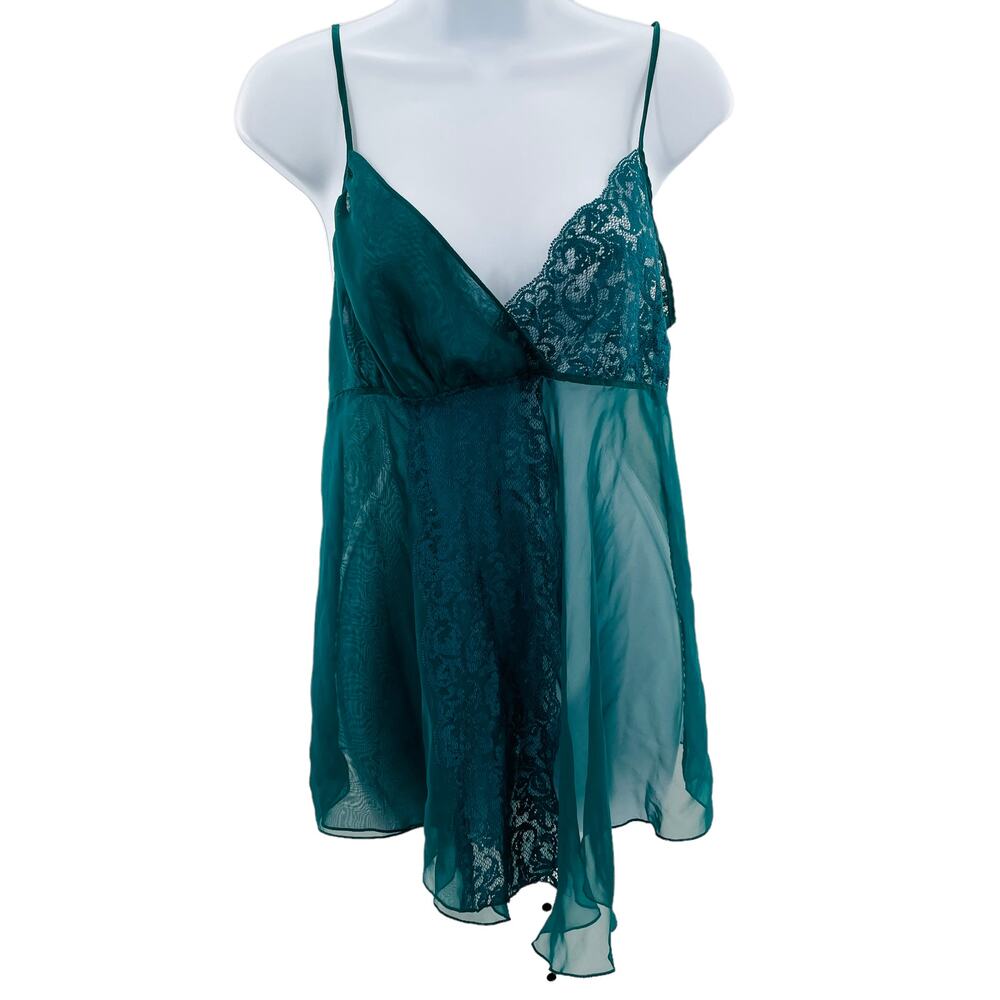 Victoria's Secret Green Chiffon Strappy Short Nightgown Lingerie Women Sz S VTG